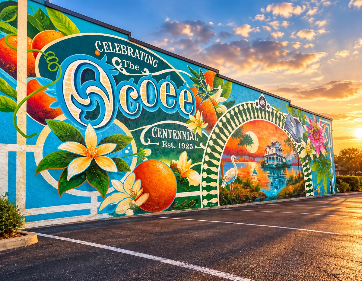 Mural colorido do centenário de Ocoee